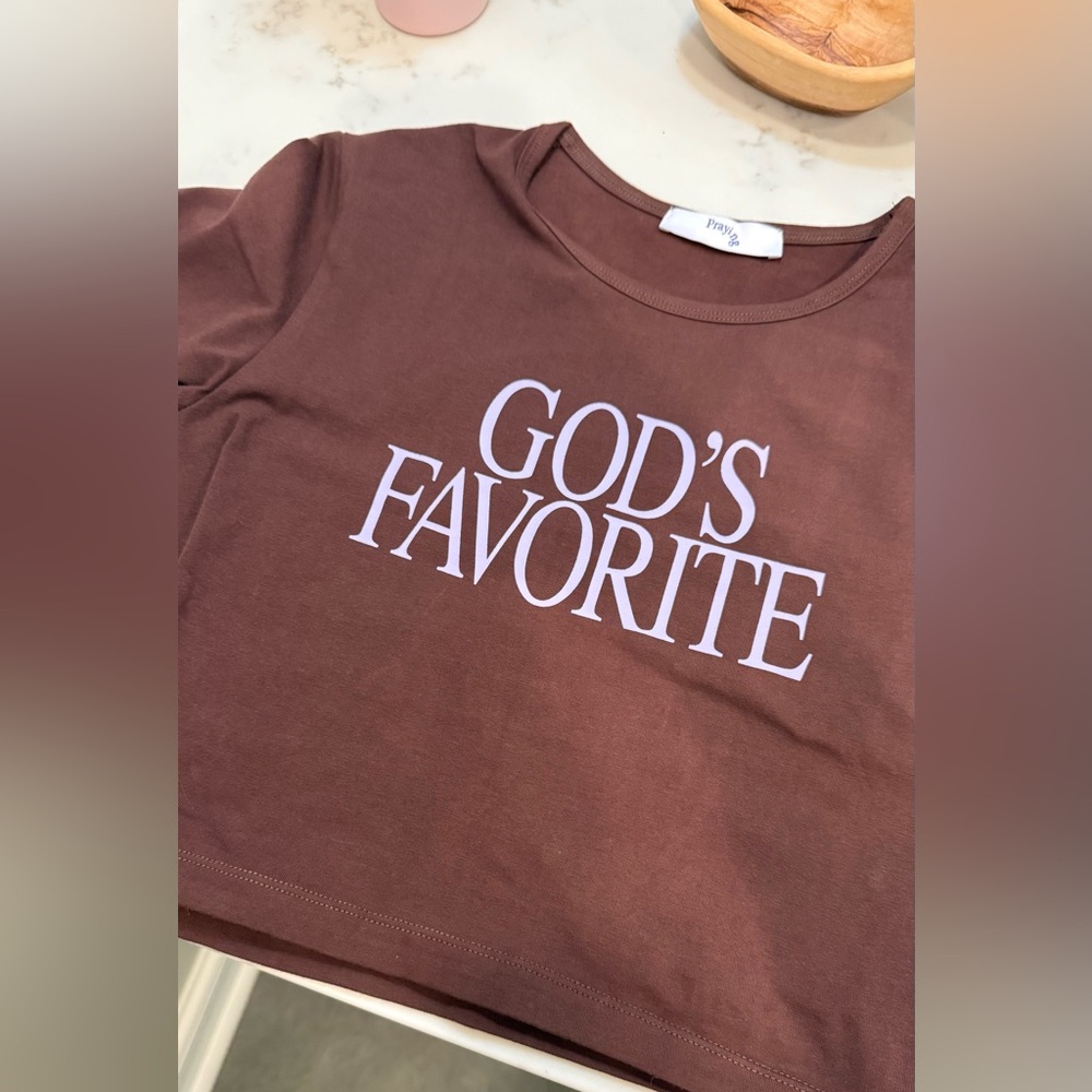God’s Favorite Brown Baby Tee Crop - Prayingg